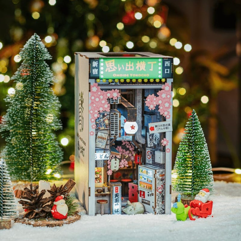 Anavrin Book Nook Kit Omoide Yokocho – DIY 3D Wooden Booknook for Adults, Teens and Book Lovers, Bookshelf Insert Library Decor, Creative Gift for Family, Friends, and Elderly - Image 1
